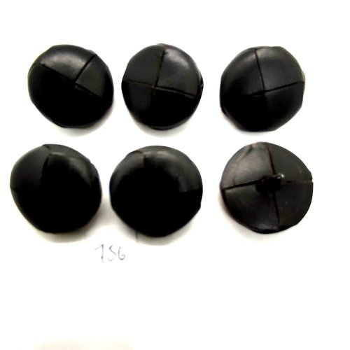6 boutons en cuir gris foncé - 26mm - 756bis