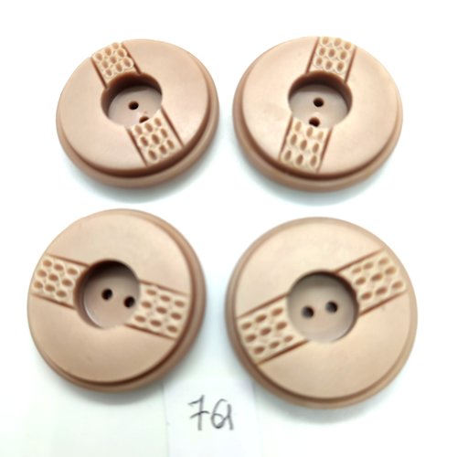 4 boutons en résine beige - 34mm - 761bis