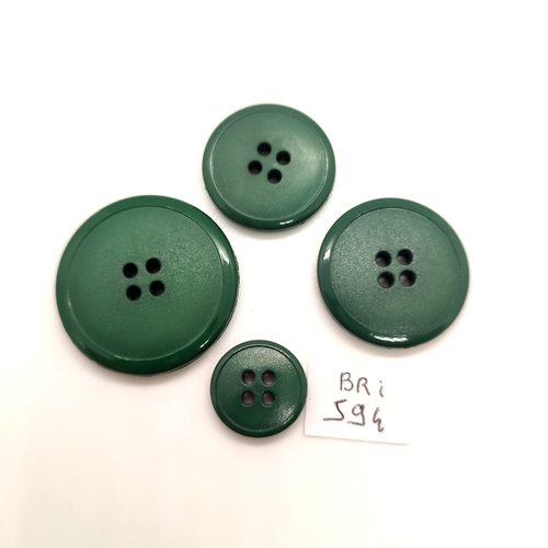 4 boutons en résine vert - 30mm - 25mm - 23mm et 15mm - bri594