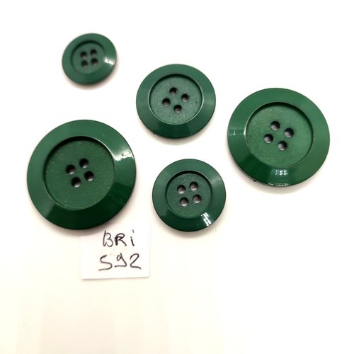 5 boutons en résine vert - 28mm - 25mm - 20mm - 18mm et 15mm - bri592