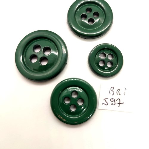 4 boutons en résine vert - 28mm - 25mm - 22mm - 18mm - bri597