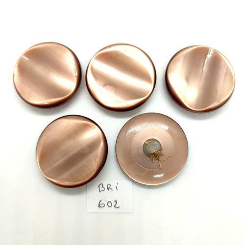 5 boutons en résine marron - 31mm - bri602
