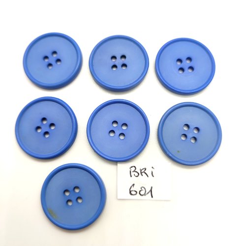 7 boutons en résine bleu - 21/22mm - bri601