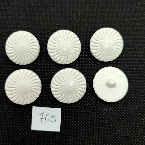 6 boutons en résine blanc - 22mm - 769bis