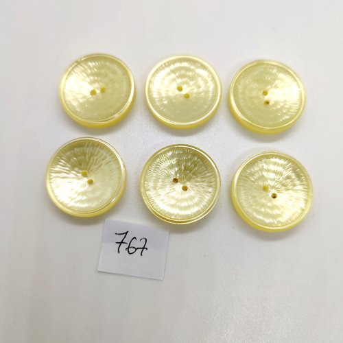 6 boutons en résine jaune - 22mm - 767bis