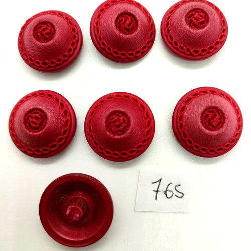 7 boutons en résine rouge foncé - 22/23mm - 765bis
