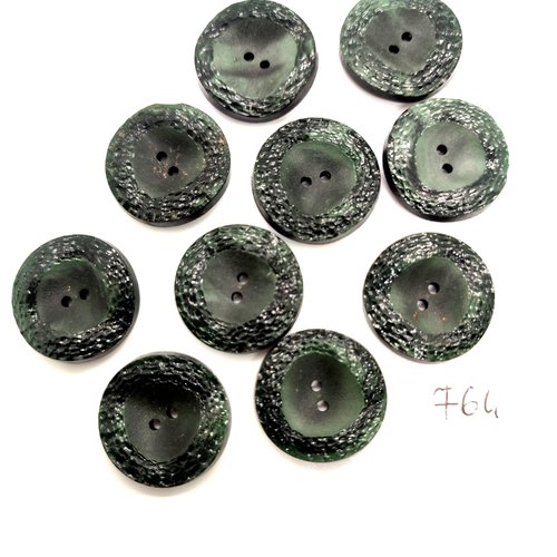 10 boutons en résine vert - 22mm - 764bis