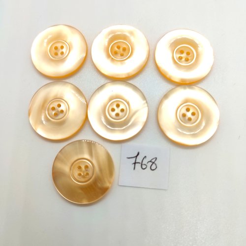 7 boutons en résine orange - 22mm - 768bis