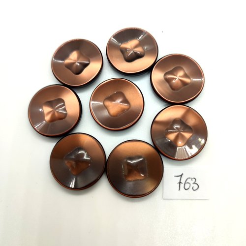 8 boutons en résine marron - 22mm - 763bis