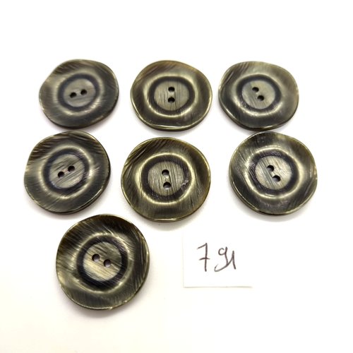 7 boutons en résine vert - 22mm - 791