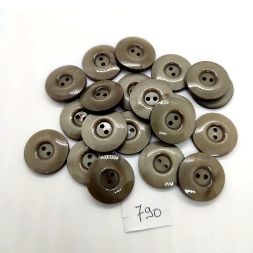 20 boutons en résine gris / taupe - 20mm - 790