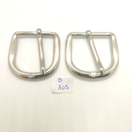 2 boucles de ceinture métal argenté - 47mm - 105b