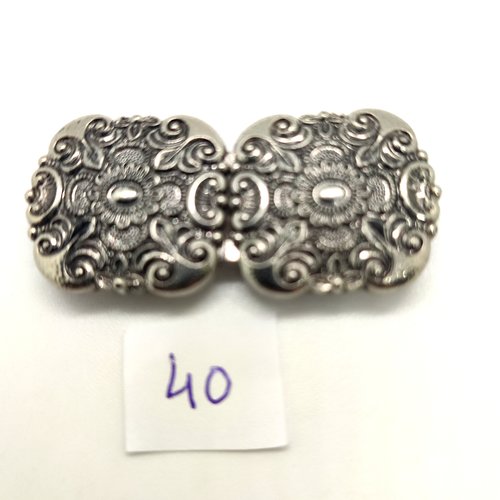 1 boucle de ceinture en résine argenté - 22x49mm