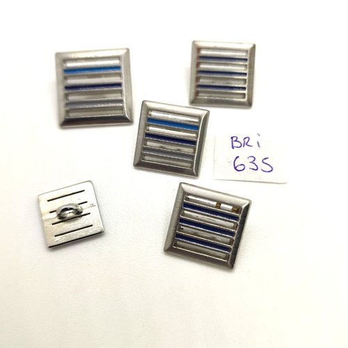 5 boutons en métal argenté - 18mm - 15mm et 12mm - bri635