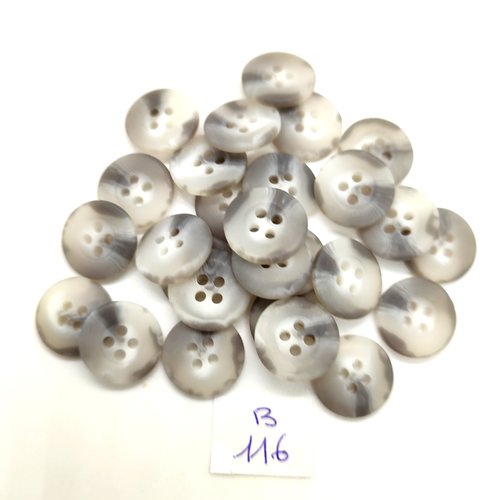 26 boutons en résine gris - 15mm - 116b