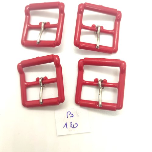 4 boucles de ceinture résine rouge - 27x28mm - 120b