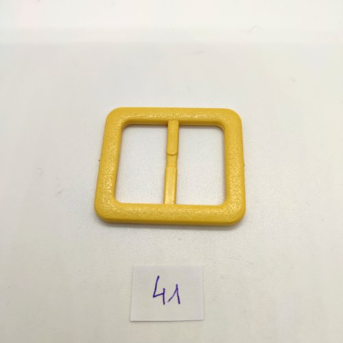 1 boucle de ceinture coulissante en résine jaune - 36x40mm