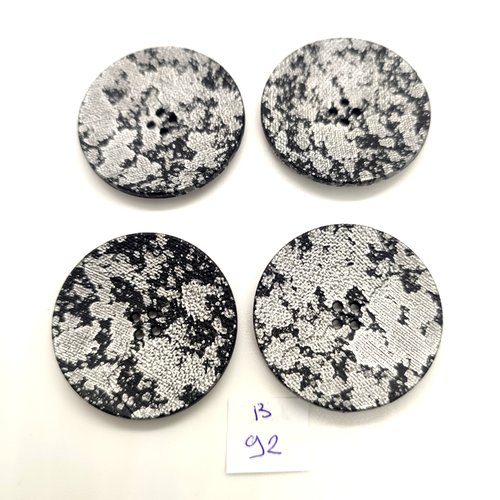 4 boutons en résine gris et noir - 39mm - 94b