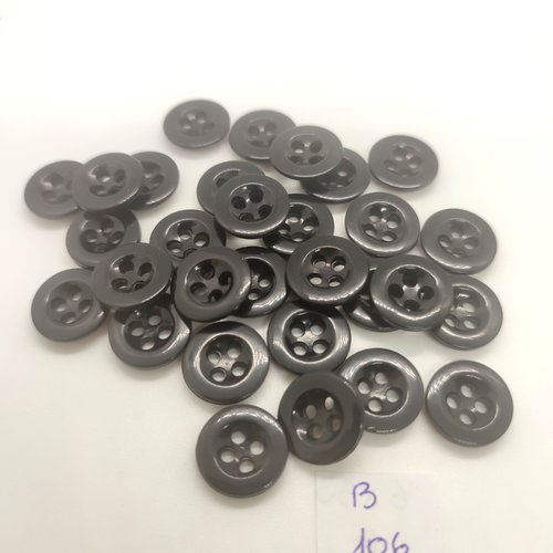 30 boutons en résine noir - 14mm - 106b