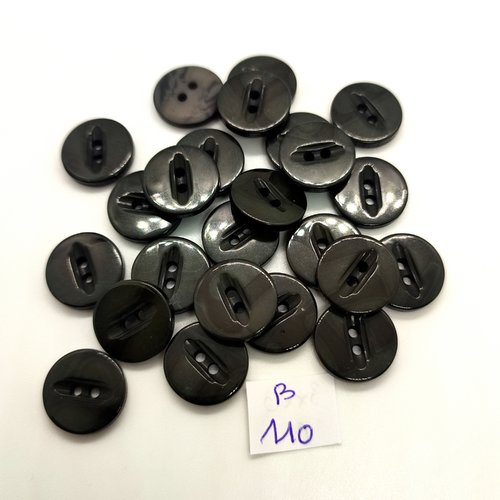 24 boutons en résine gris foncé - 15mm - 110b
