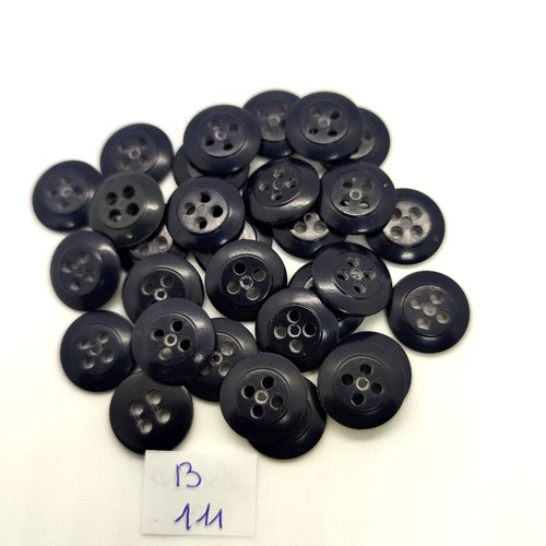 30 boutons en résine bleu foncé - 14mm - 111b