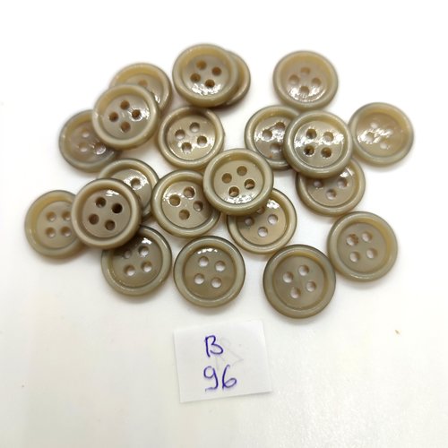 21 boutons en résine vert - 14mm - 96b