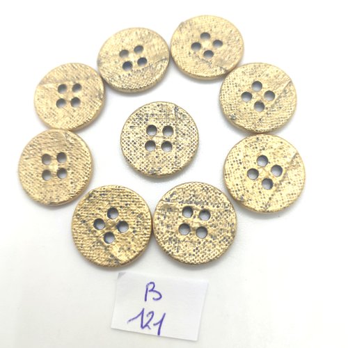 9 boutons en résine doré - 18mm - 121b