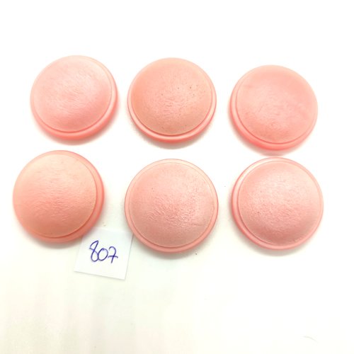 6 boutons en résine rose - vintage - 27mm - 807