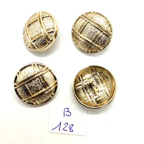 4 boutons en métal doré - 20mm - 128b