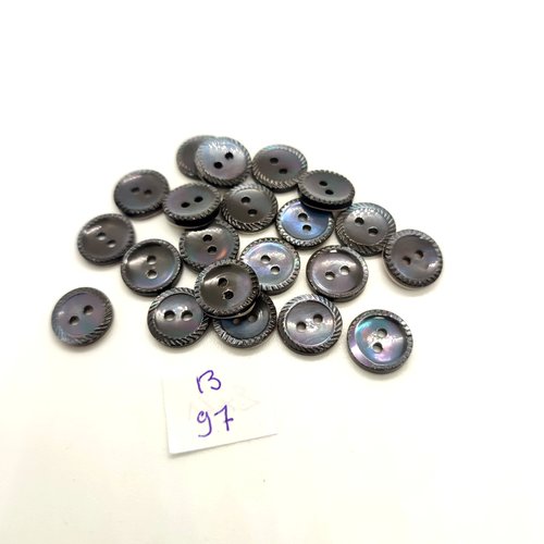 21 boutons en nacre gris - 11mm - 97b