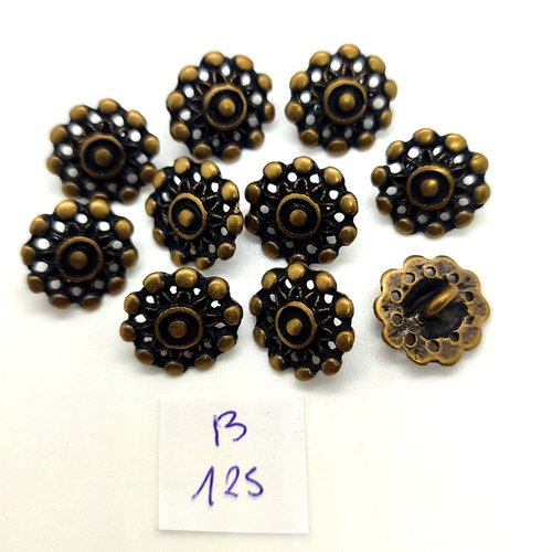 10 boutons en métal bronze - 14mm - 125b