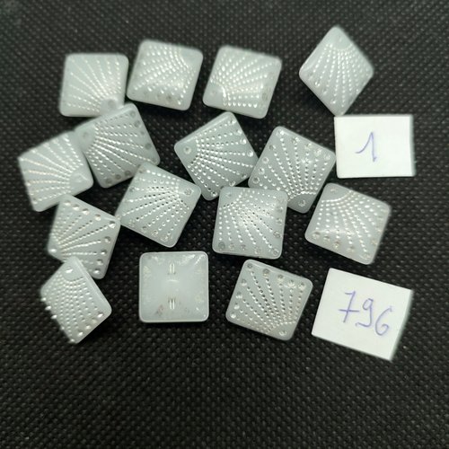 15 boutons en résine blanc - 14mm - 796