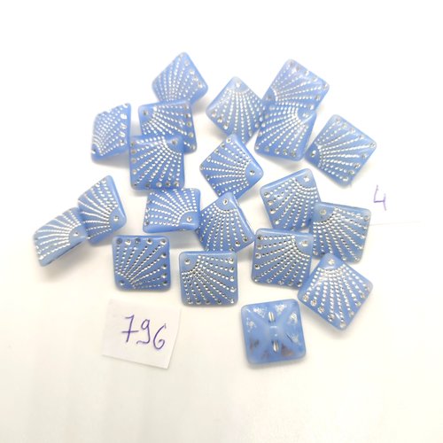 20 boutons en résine bleu - 14mm - 796