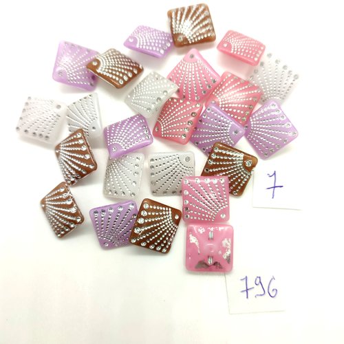 24 boutons en résine multicolore - 14mm - 796