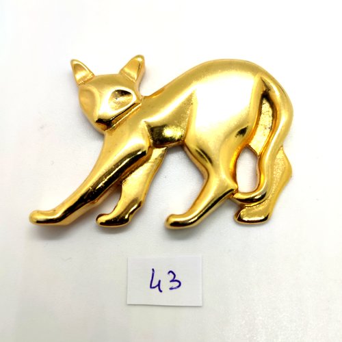 1 chat de décoration métal doré à coller - 45x59mm