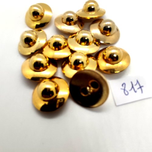 12 boutons en métal doré - 18mm - 817