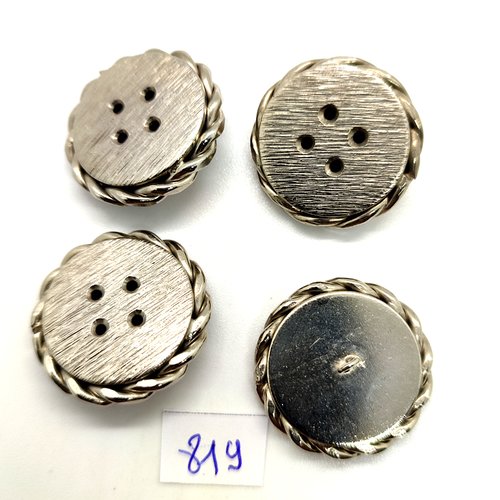 4 boutons en métal argenté - 27mm - 819