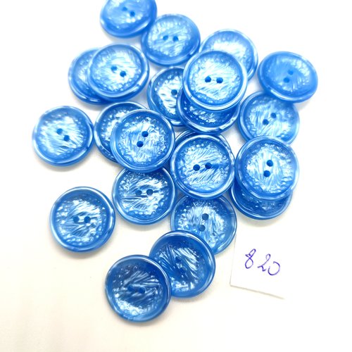 22 boutons en résine bleu - 18mm - 820