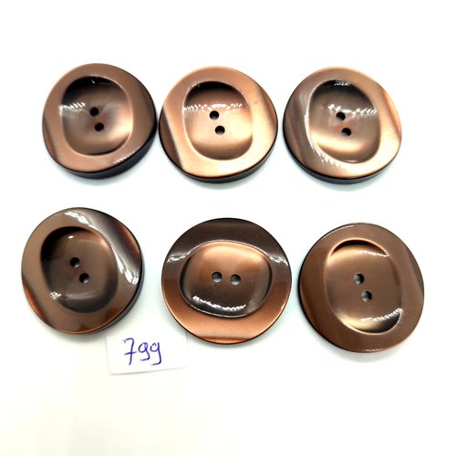 6 boutons en résine marron foncé - 26/27mm - 799