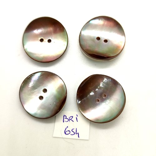 4 boutons en nacre gris - 22mm - bri654