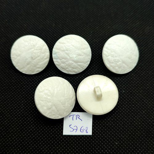 5 boutons en résine blanc - 25mm - tr5768