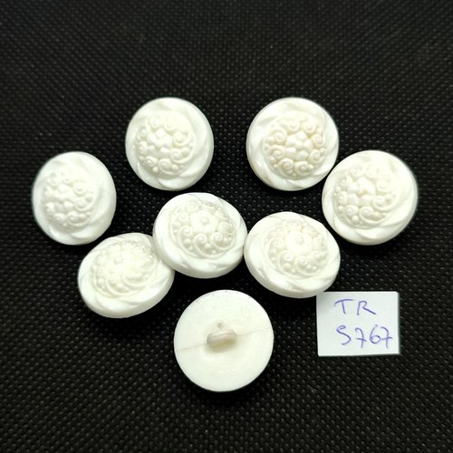 8 boutons en résine blanc - 20mm - tr5767