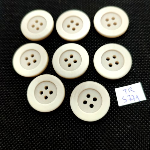 8 boutons en résine beige très clair - 22mm - tr5771