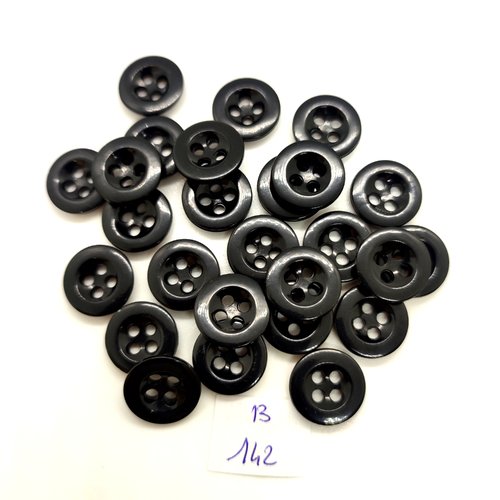 26 boutons en résine noir - 14mm - 142b