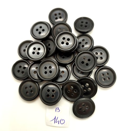 26 boutons en résine gris foncé - 15mm - 140b