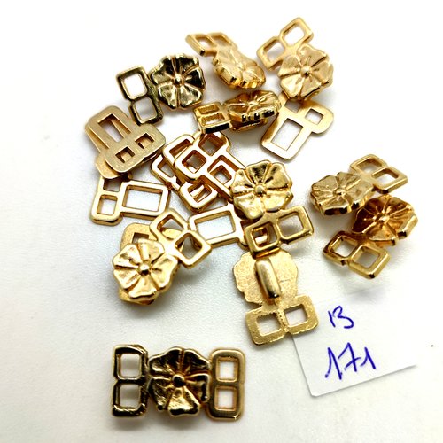 12 attaches en résine doré - fermé 20mm - 171b