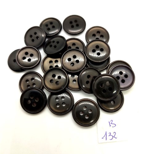 23 boutons en résine marron foncé - 15mm - 132b