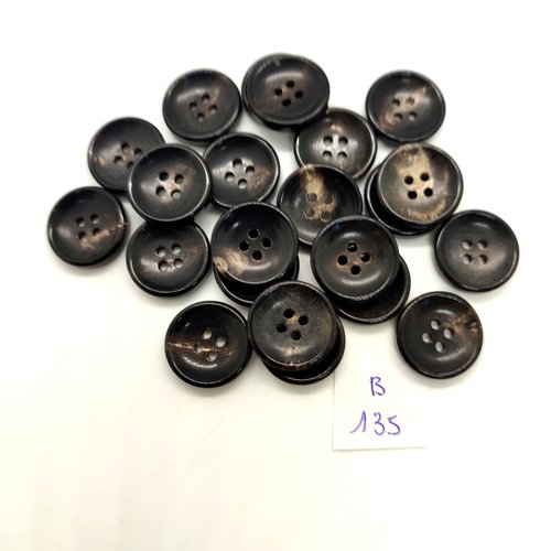 29 boutons en résine marron et noir - 15mm - 135b