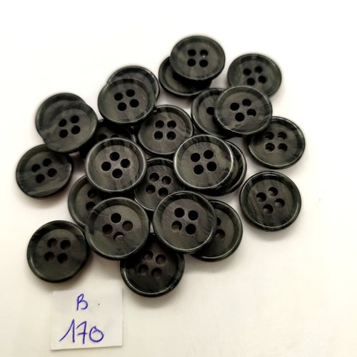24 boutons en résine gris foncé - 15mm - 170b