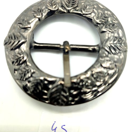 1 boucle de ceinture métal argenté - vintage - 58mm